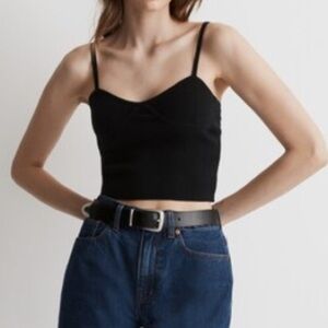 NWT Madewell Corset-Detail Crop Sweater Tank in Black Size Medium